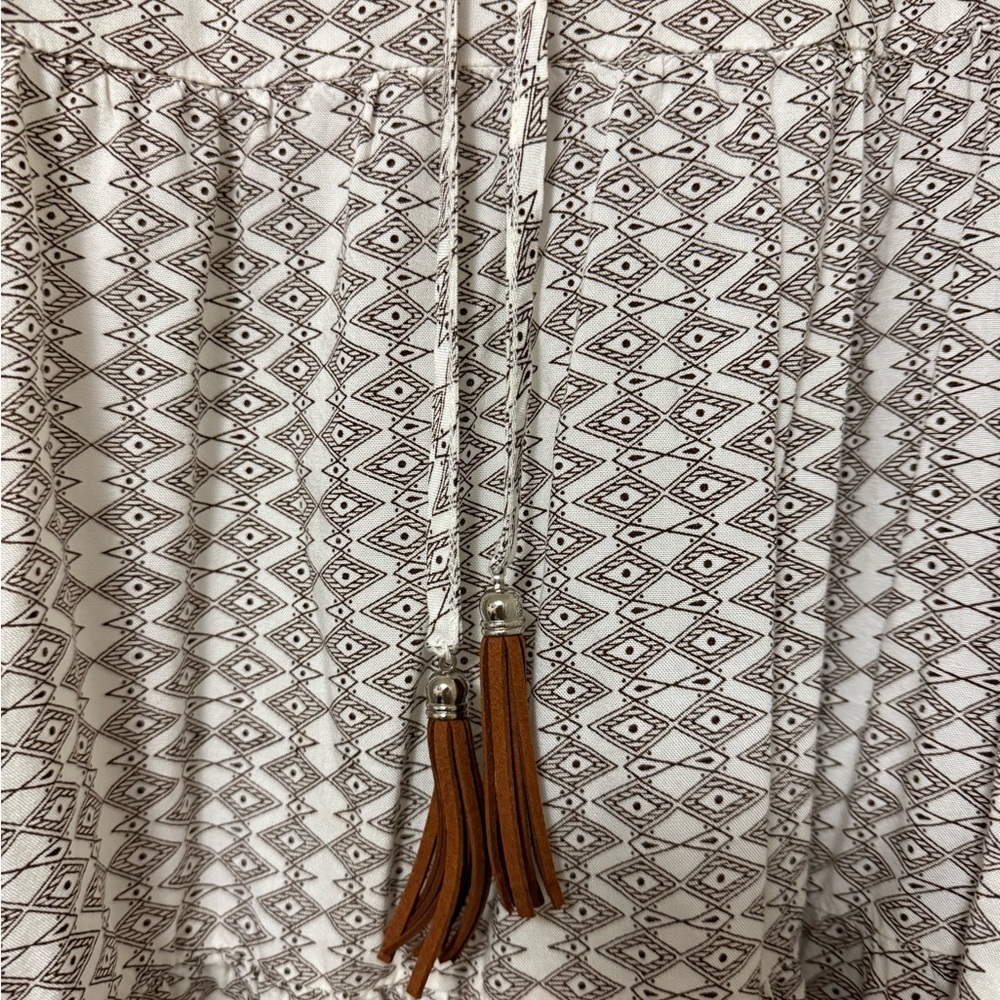 New Directions Geometric Tunic Cream Brown Lagenlook Boho Cottagecore Prairie 2X - Picture 9 of 9